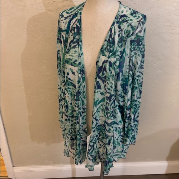 Attitudes by Renee Abstract Print Sheer Cardigan Sz 3X - Picture 4 of 7